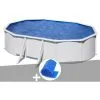 Kit Piscine Acier Blanc Gré Atlantis Ovale 5,27 X 3,27 X 1,32 M + Bâche à Bulles - Blanc