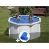 Kit Piscine Acier Blanc Gré Fidji Ronde 2,60 X 1,22 M + Bâche à Bulles - Blanc