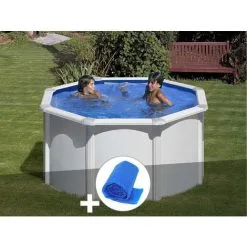 Kit Piscine Acier Blanc Gré Fidji Ronde 2,60 X 1,22 M + Bâche à Bulles - Blanc