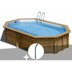 Kit Piscine Bois Gré Cannelle 5,35 X 3,35 X 1,17 M + Douche - Bois