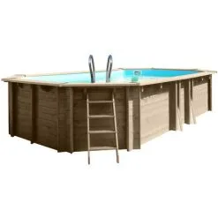 Kit Piscine Bois Gré Safran 6,20 X 3,95 X 1,36 M + Douche - Bois -Grès Soldes 11865785 3