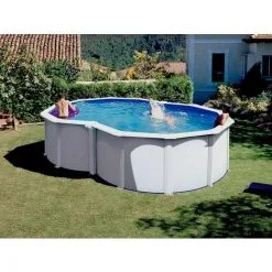Piscine Acier Blanc Varadero En Huit 5,00 X 3,40 X 1,22 M - Gré - Blanc