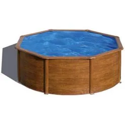 Piscine Ronde Acier Gré Sicilia Imitation Bois - Ø 3,50 X 1,20 M