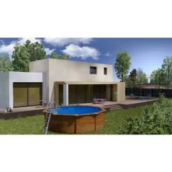 Piscine Ronde Acier Gré Sicilia Imitation Bois - Ø 3,50 X 1,20 M -Grès Soldes 18469482 3