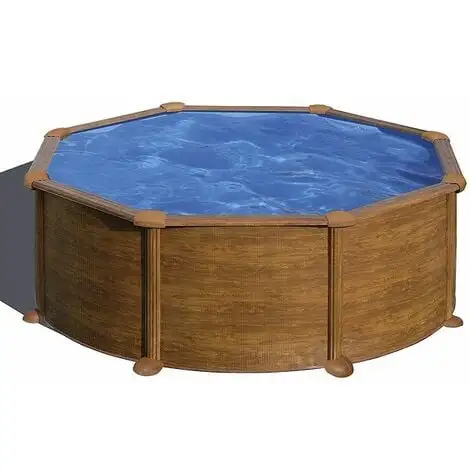 Gré Piscine Ronde Acier Gre Mauritius Imitation Bois - Ø 3,50 X 1,32 M 1 Gré Piscine Ronde Acier Gre Mauritius Imitation Bois - Ø 3,50 X 1,32 M