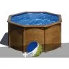 Kit Piscine Acier Aspect Bois Gré Pacific Ronde 2,60 X 1,22 M + Bâche à Bulles - Bois
