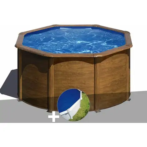 Kit Piscine Acier Aspect Bois Gré Pacific Ronde 2,60 X 1,22 M + Bâche à Bulles - Bois 1 Kit Piscine Acier Aspect Bois Gré Pacific Ronde 2,60 X 1,22 M + Bâche à Bulles - Bois
