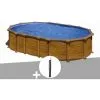 Kit Piscine Acier Aspect Bois Gré VAmazonia Ovale 6,34 X 3,99 X 1,32 M + Douche