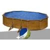 Kit Piscine Acier Aspect Bois Gré Pacific Ovale 5,27 X 3,27 X 1,22 M + Bâche à Bulles - Bois