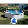 Kit Piscine Acier Blanc Gré Varadero En Huit 5,05 X 3,45 X 1,22 M + Bâche à Bulles - Blanc