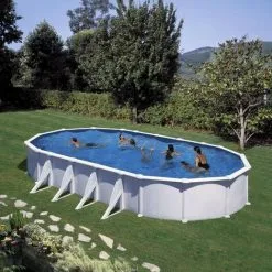 Gré Piscine Hors Sol Acier Ovale Blanc 810x470x132 Avec Renforts
